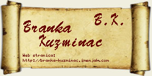 Branka Kuzminac vizit kartica